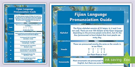 Fijian Language Pronunciation Guide Teacher Made Twinkl