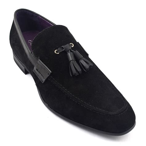 Shop Mens Black Suede Tassel Loafer Gucinari Style