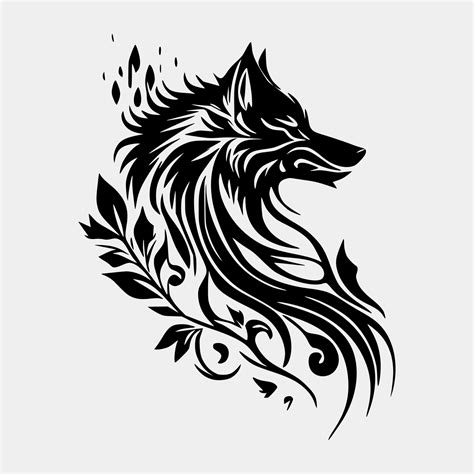 Set Flaming wolf on White Background. Tribal Stencil Tattoo Design ...