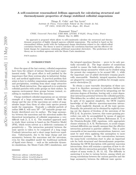 PDF A Self Consistent Renormalized Jellium Approach For Calculating