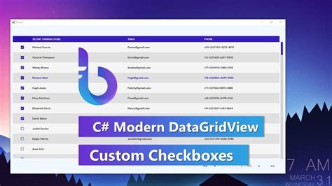 C Tutorial Modern DataGridView With Custom Checkbox Column Bunifu