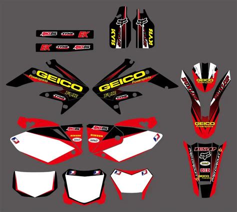 GRÁFICOS FUNDOS DECALQUE Kit para Honda CRF250X 4 CURSOS 2004 2005