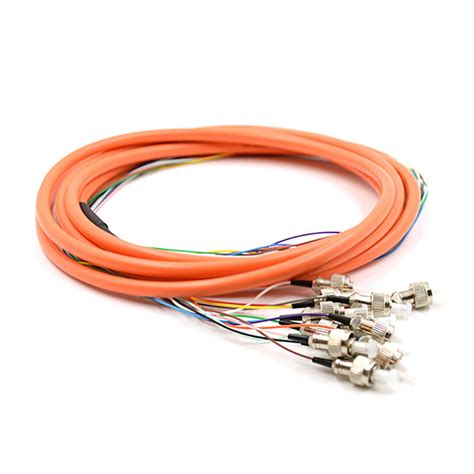 FC UPC 6 12 Cores Bundle Fan Out Fiber Optic Pigtail Multimode Orange