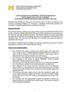 Fillable Online Lsa Umich A Gift Agreement Between Donor Donor Ii If