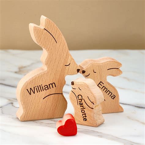 Puzzle Per Famiglie In Legno Con Conigli Nomi Personalizzati Regali