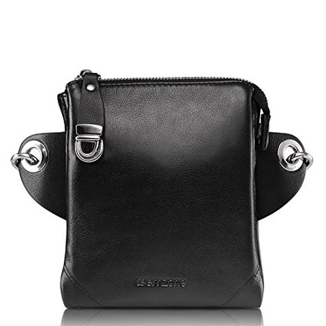 Teemzone Mens Genuine Leather Shoulder Cross Body Waist Bag Larger