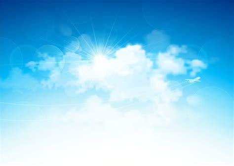 Sunshine Sky Abstract Blue Clouds Background Vector Image