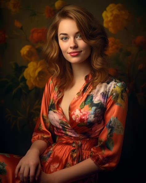 Una Mujer Hermosa Con Un Vestido Floral Posando Para La C Mara