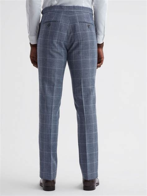 Reiss Aintree Slim Fit Wool Linen Check Trousers REISS Rest Of Europe