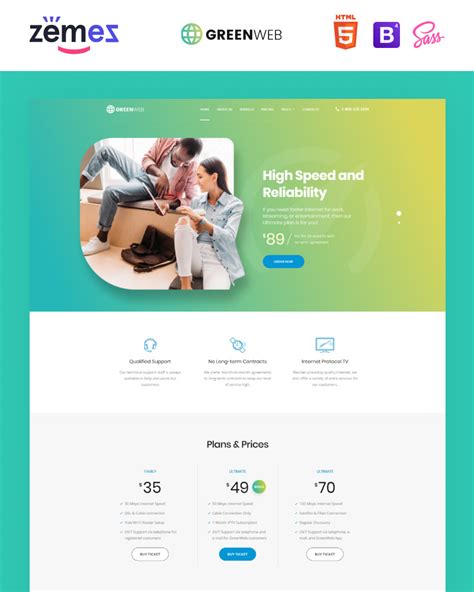 Green Web Modello Di Sito Web Html Creativo Multipagina Di Provider