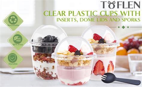 Amazon Toflen Oz Clear Plastic Yogurt Parfait Cups With Lids