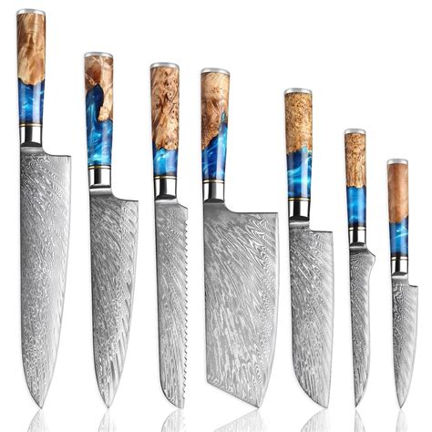 Amazon Senken Piece Damascus Kitchen Knife Set Tsunami