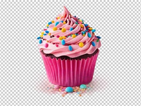 Cupcake Cobertura Rosa E Salpicaduras Coloridas Psd Premium