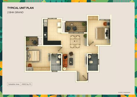 Floor Plan Provident Ecopolitan 1 2 And 3 Bhk Apartments