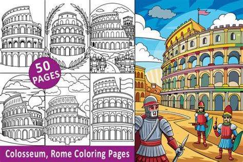 50 Colosseum Rome Coloring Book Pages Graphic By BreakingDots