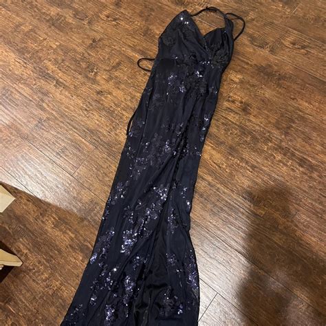 Showpo Maxi Dress Navy Blue Worn Once Flower Depop