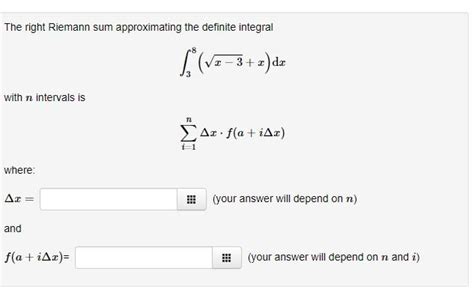 Solved The Right Riemann Sum Approximating The Definite