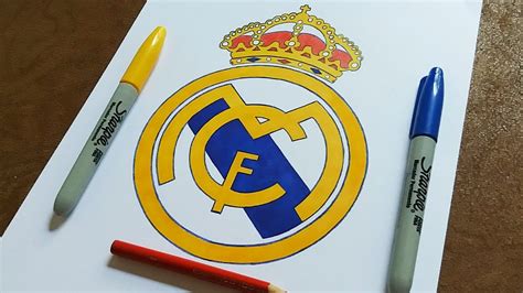 Como Dibujar El Escudo Del Real Madrid Facil Youtube