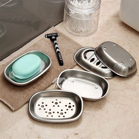 Orz Modern Brushed Stainless Steel Soap Dish Set