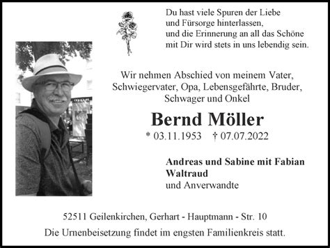 Traueranzeigen von Bernd Möller Aachen gedenkt