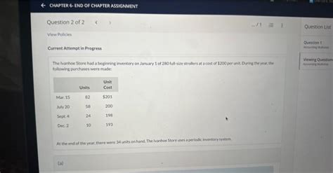 Solved Current Attempt In Progress The Ivanhoe Store Had A Chegg