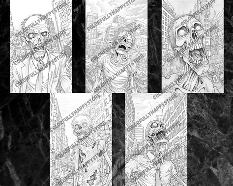 Zombie Apocalypse Coloring Pages Adult Coloring Grayscale Coloring Book Living Dead Fantasy