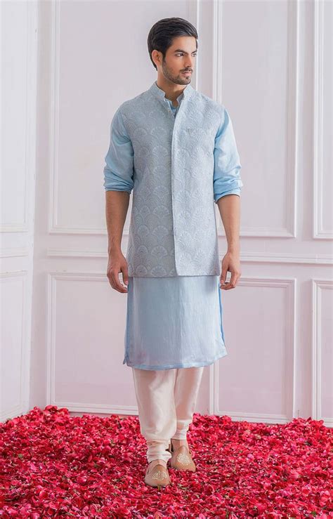 Dusty Rose Nehru Jacket With Kurta And Churidaar Nehru Jackets