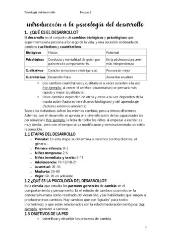 Apuntes De Clase B Introduccion A La Psicologia Del Desarrollo Pdf