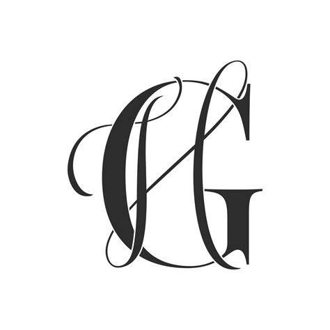 Gh Hg Monogram Logo Calligraphic Signature Icon Wedding Logo