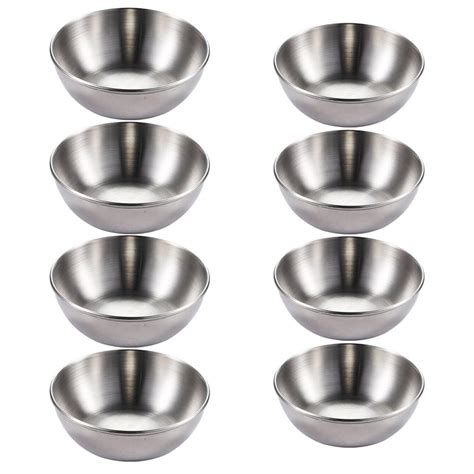 Pcs Seasoning Dishes Stainless Steel Plates Round Chilli Sauce