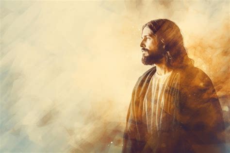 Premium AI Image Jesus Standing In Front Of An Abstract Background