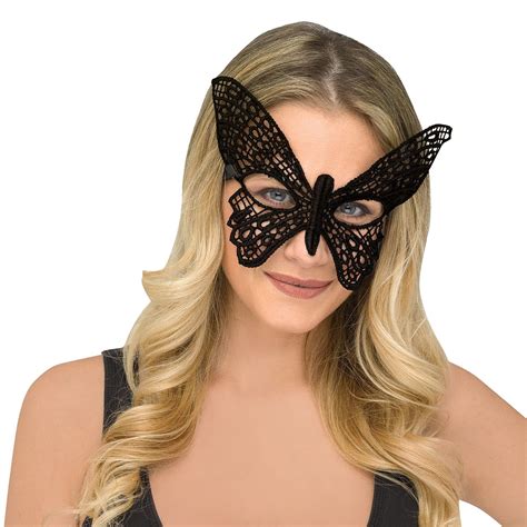 Fun World Halloween Gothic Lace Butterfly Costume Venetian Mask One Size Black