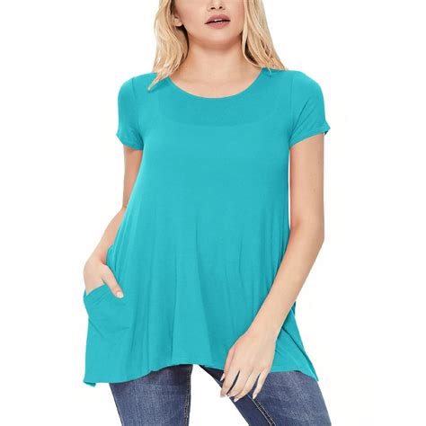 Moa Collection Womens A Line Short Sleeve Relaxed Fit Round Neck