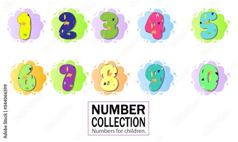 cartoon colorful numbers kids from 1 to 10. Kids learning material ...