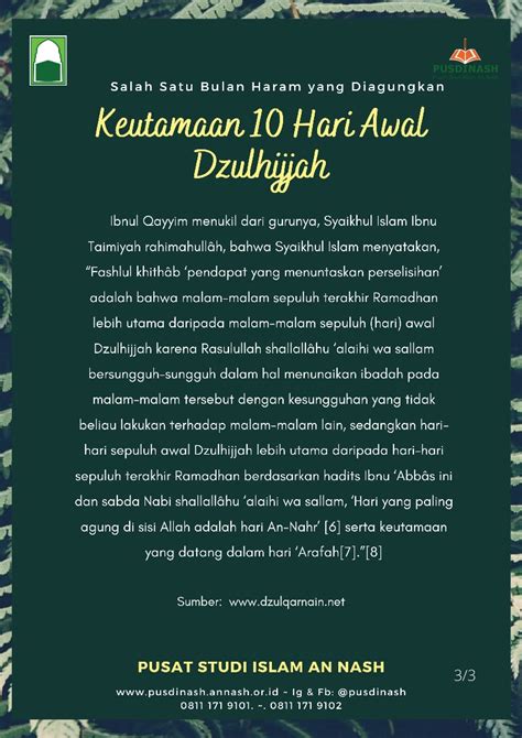 Keutamaan Hari Awal Dzulhijjah Pusdinash