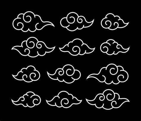 Premium Vector Chinese Cloud Oriental Flat Design Element Outline