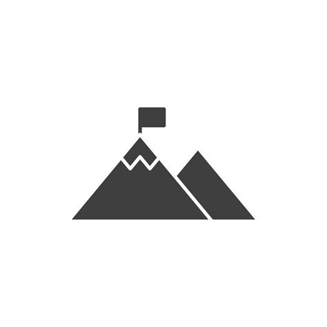 Vector sign of the Mountain with flag symbol is isolated on a white ...