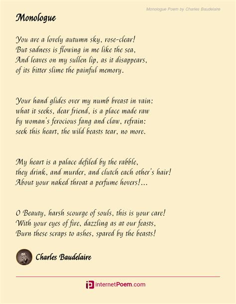 Monologue Poem By Charles Baudelaire