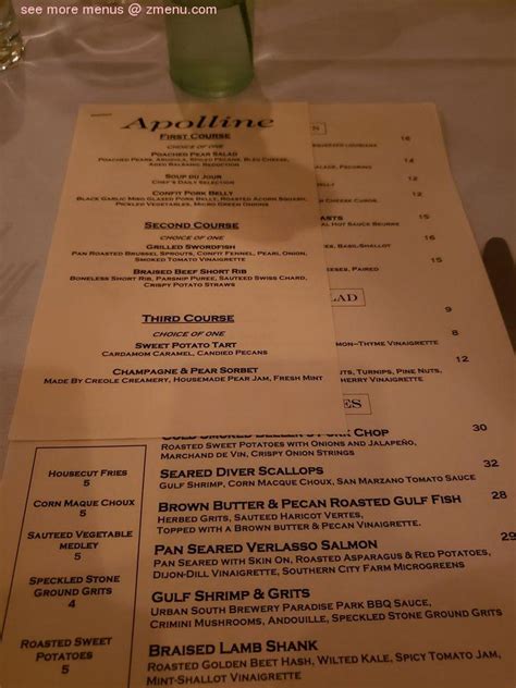 Online Menu Of Apolline Restaurant Restaurant New Orleans Louisiana