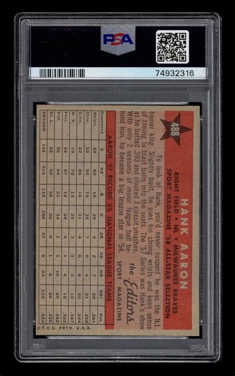 Topps Set Break Hank Aaron All Star Psa Nm Ebay