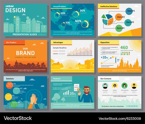 Urban design of infographics presentation slides Vector Image