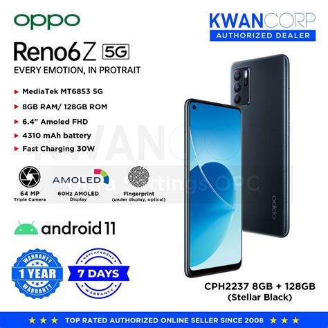 Oppo Reno 6 Z Cph2237 8gb 128gb Black Mediatek Dimensity Mt6853 8gb Ram Mali G57 Mc3 128gb 6 4