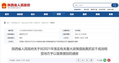 陕西省政府最新通报督查激励发展