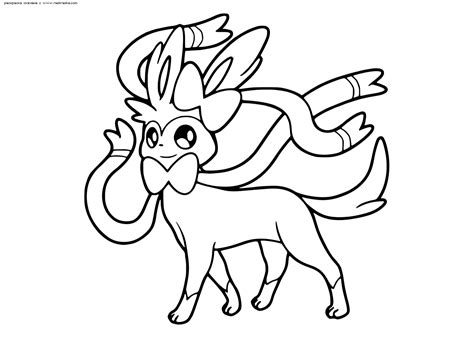 Dibujo De Sylveon De Los Pokémon De La Sexta Generación Para Colorear