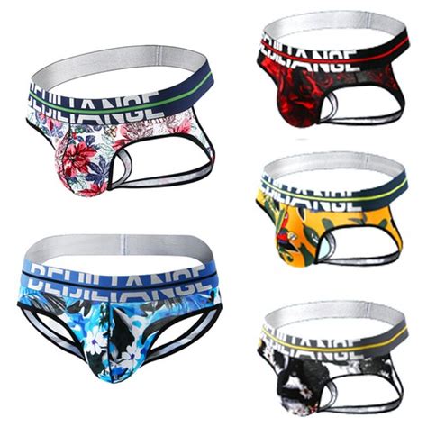 Men Jockstrap Thong Floral Bikini Briefs Sexy Gay Underwear G String Lingerie EBay