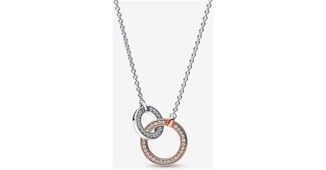 PANDORA Signature Two Tone Intertwined Circles Necklace In Metallic Lyst