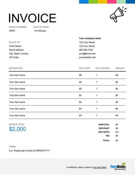 Marketing Invoice Template Get Free Templates Freshbooks