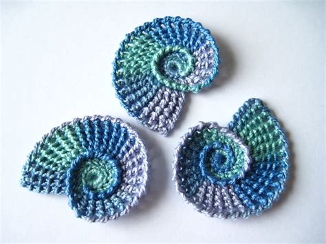 Crochet Sea Shells Applique By Goldenlucycrafts On Etsy