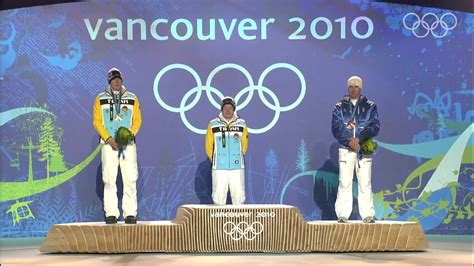 Mens Luge Singles Victory Ceremony Vancouver 2010 Winter Olympic