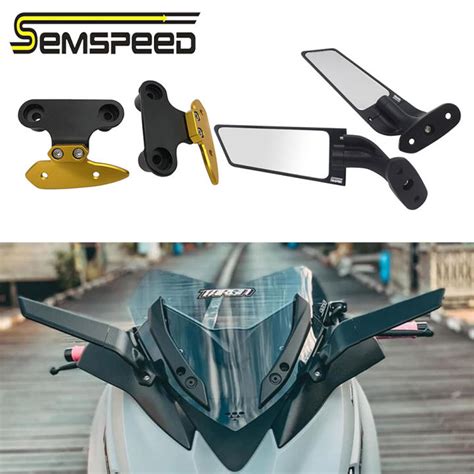 SEMSPEED Motorcycle CNC Side Wind Mirrors Rearview Bracket Mount For